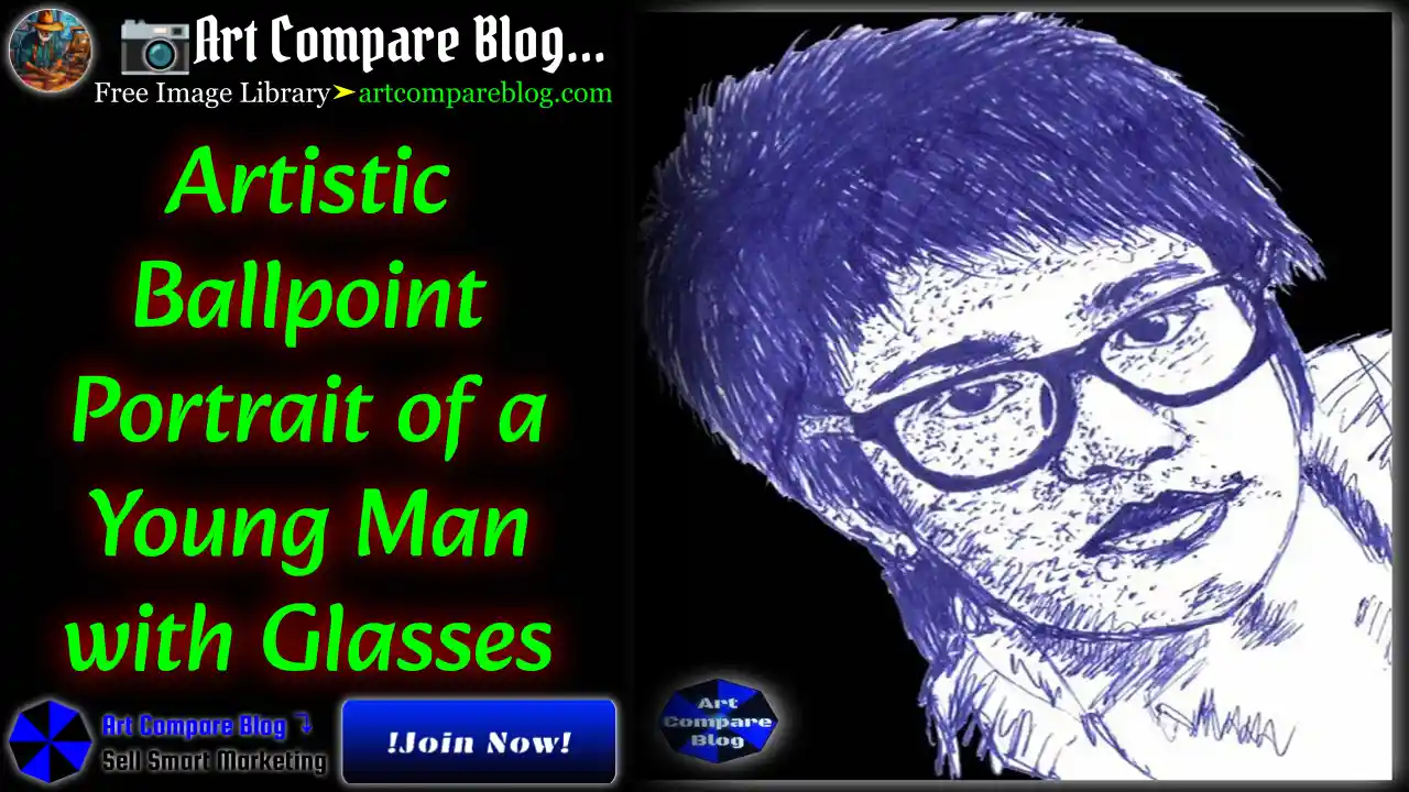 Artistic Ballpoint Portrait of a Young Man with Glasses