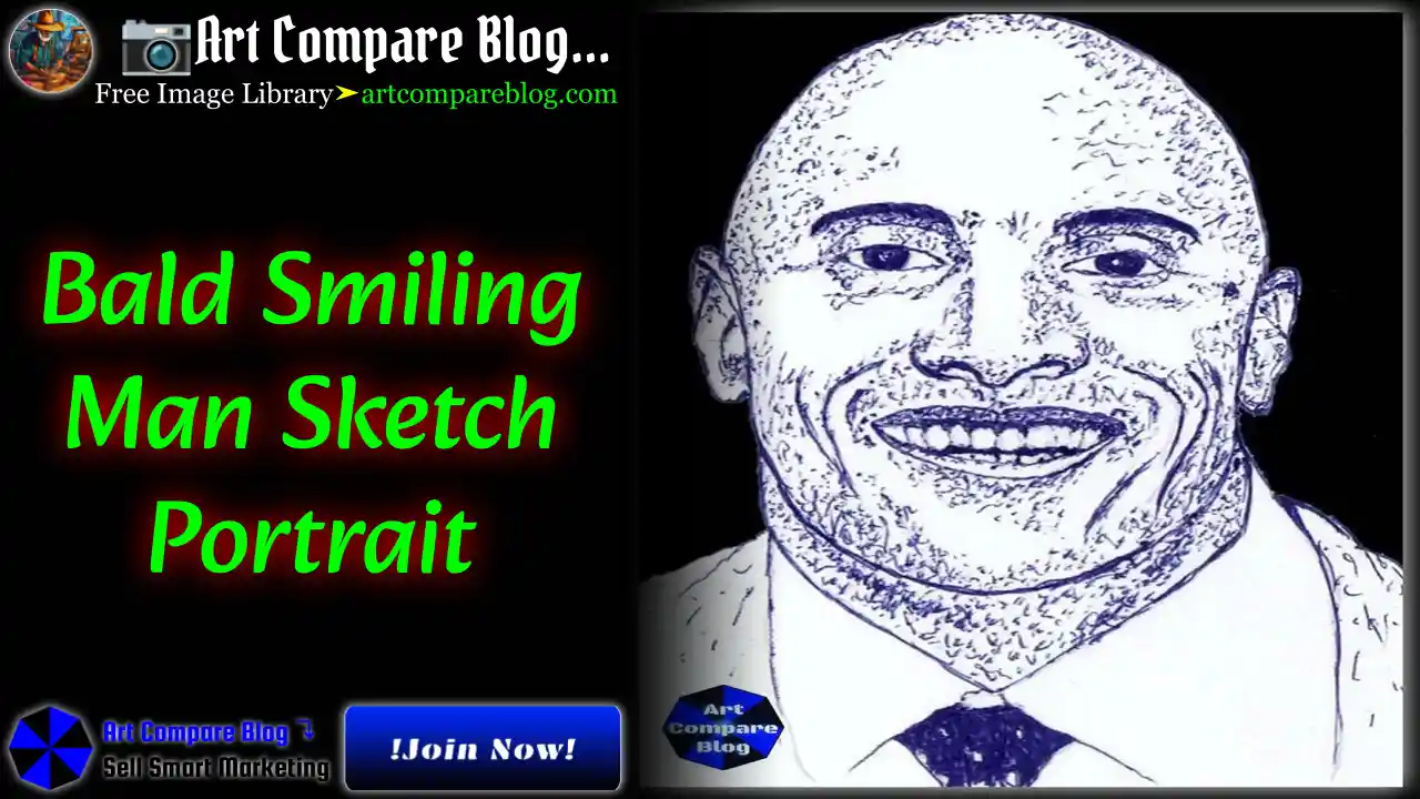 Bald Smiling Man Sketch Portrait