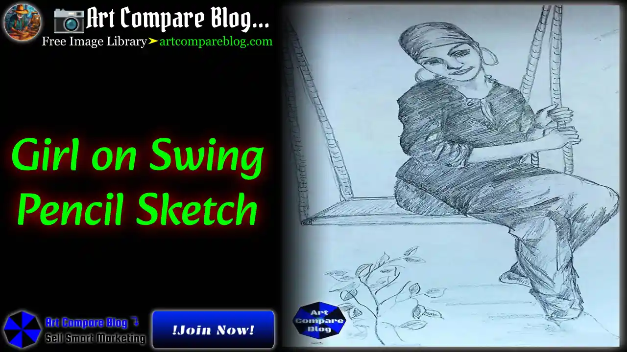 Girl on Swing Pencil Sketch