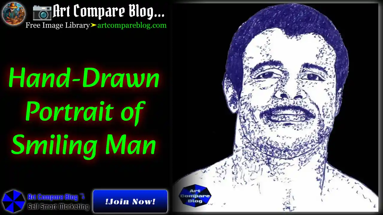 Hand-Drawn Portrait of Smiling Man