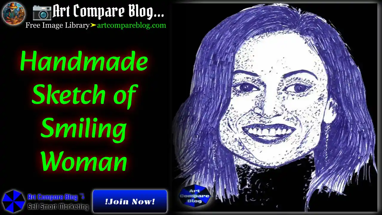 Handmade Sketch of Smiling Woman