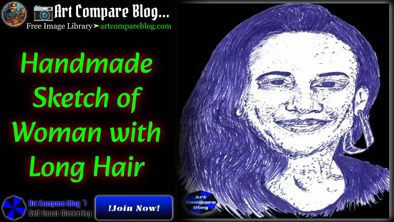 Handmade Sketch of Woman with Long Hair