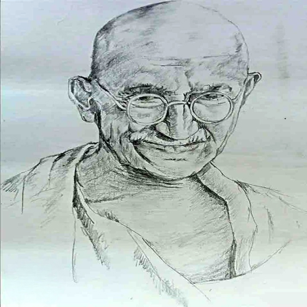 Image of repeated text featuring the name Gandhi multiple times, emphasizing its significance and recognition-1