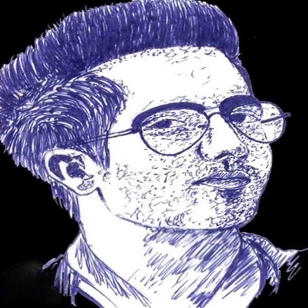 Ink Composure-A Mind Framed in Blue and Quiet Resolve-1