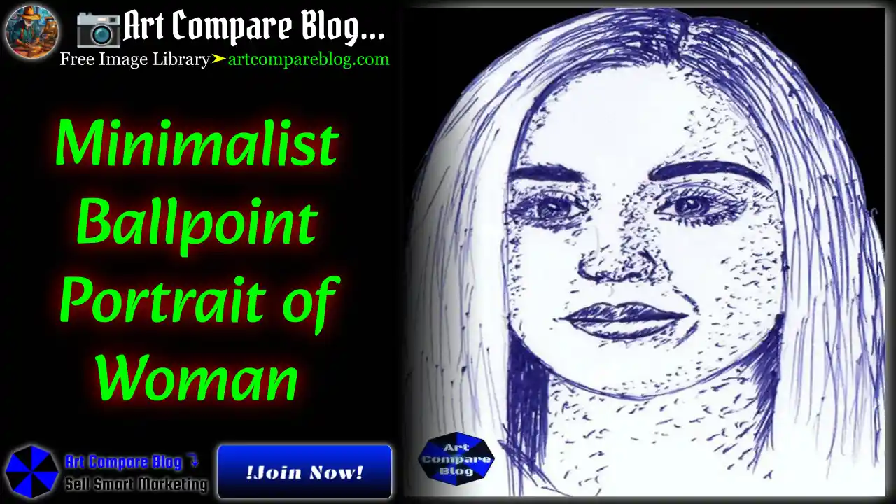 Minimalist Ballpoint Portrait of Woman