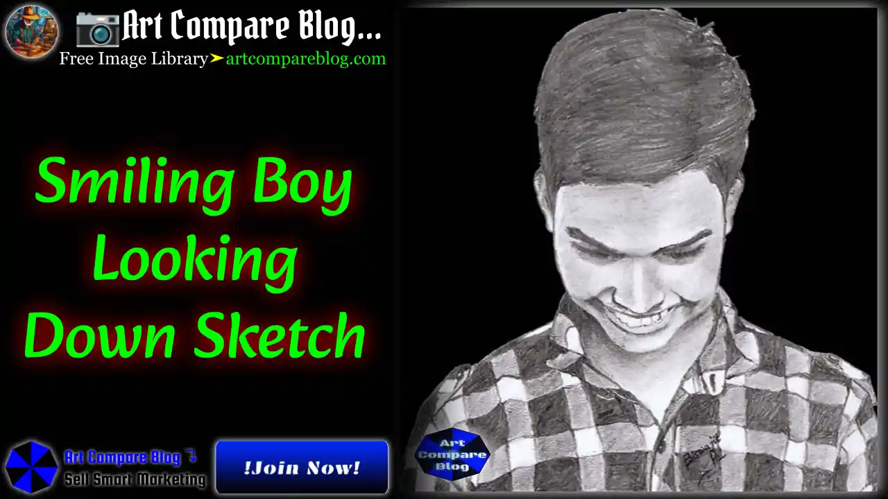 Smiling Boy Looking Down Sketch