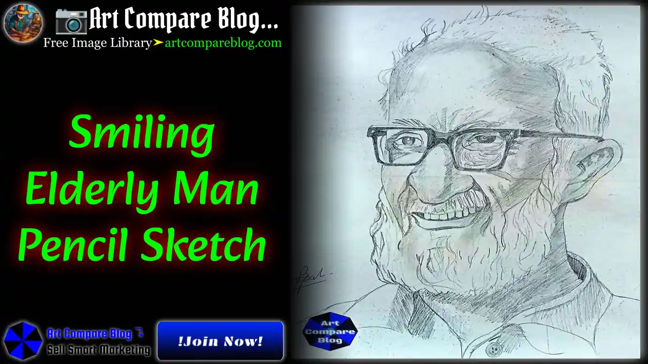Smiling Elderly Man Pencil Sketch