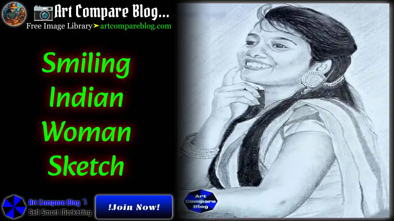 Smiling Indian Woman Sketch