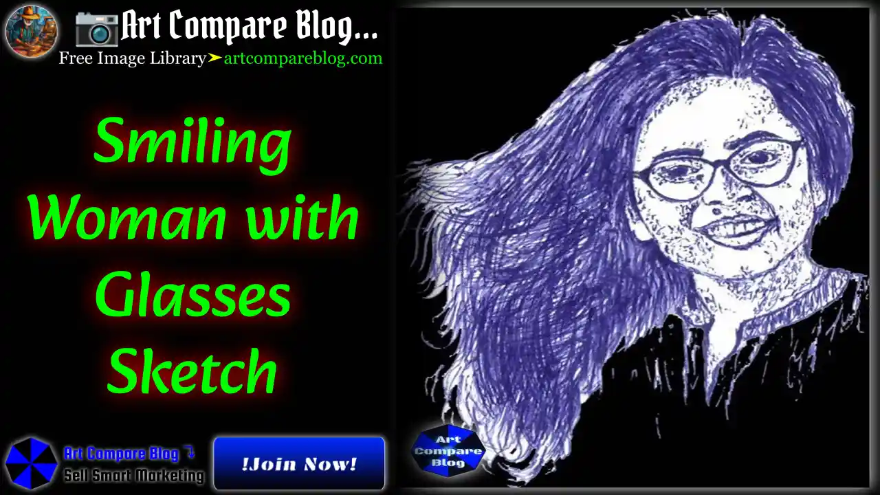Smiling Woman with Glasses Sketch