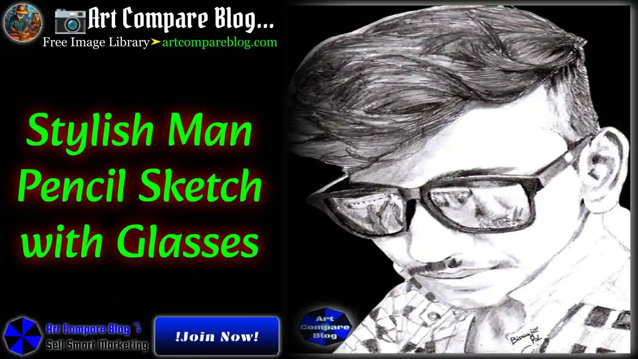 Stylish Man Pencil Sketch with Glasses