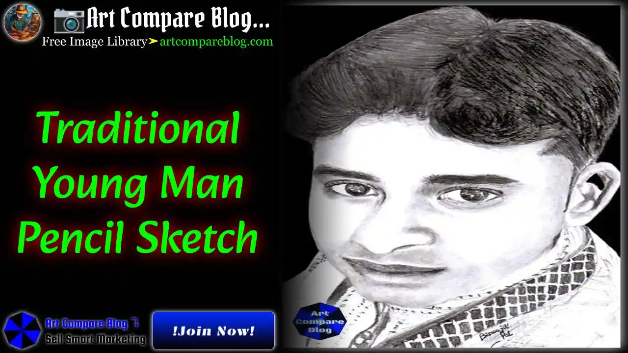Traditional Young Man Pencil Sketch