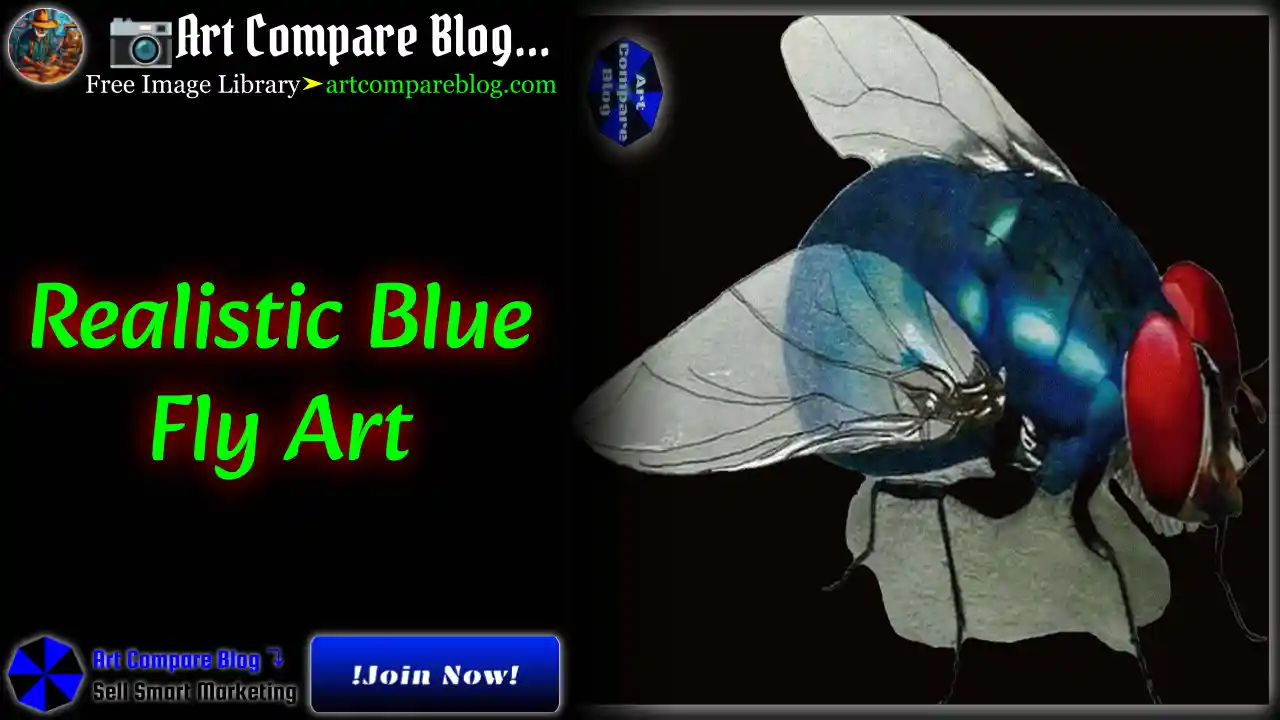 Realistic Blue Fly Art