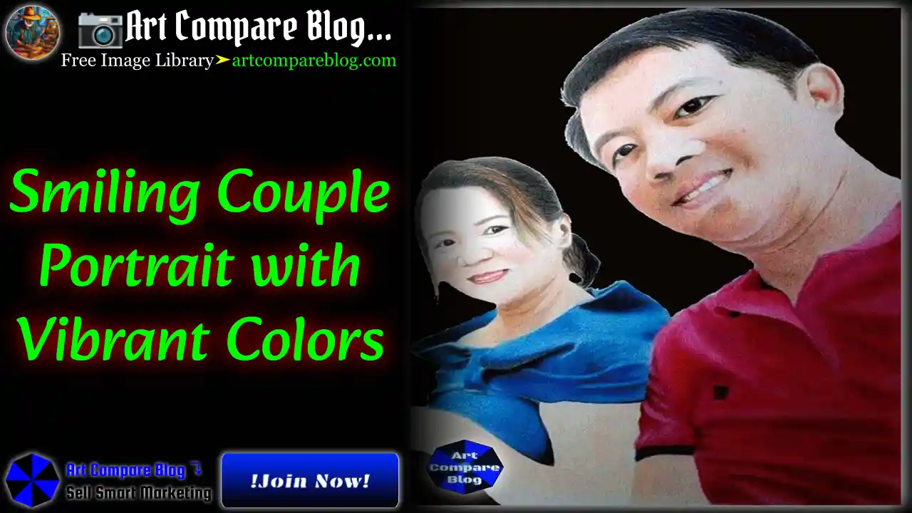 Smiling Couple Portrait with Vibrant Colors