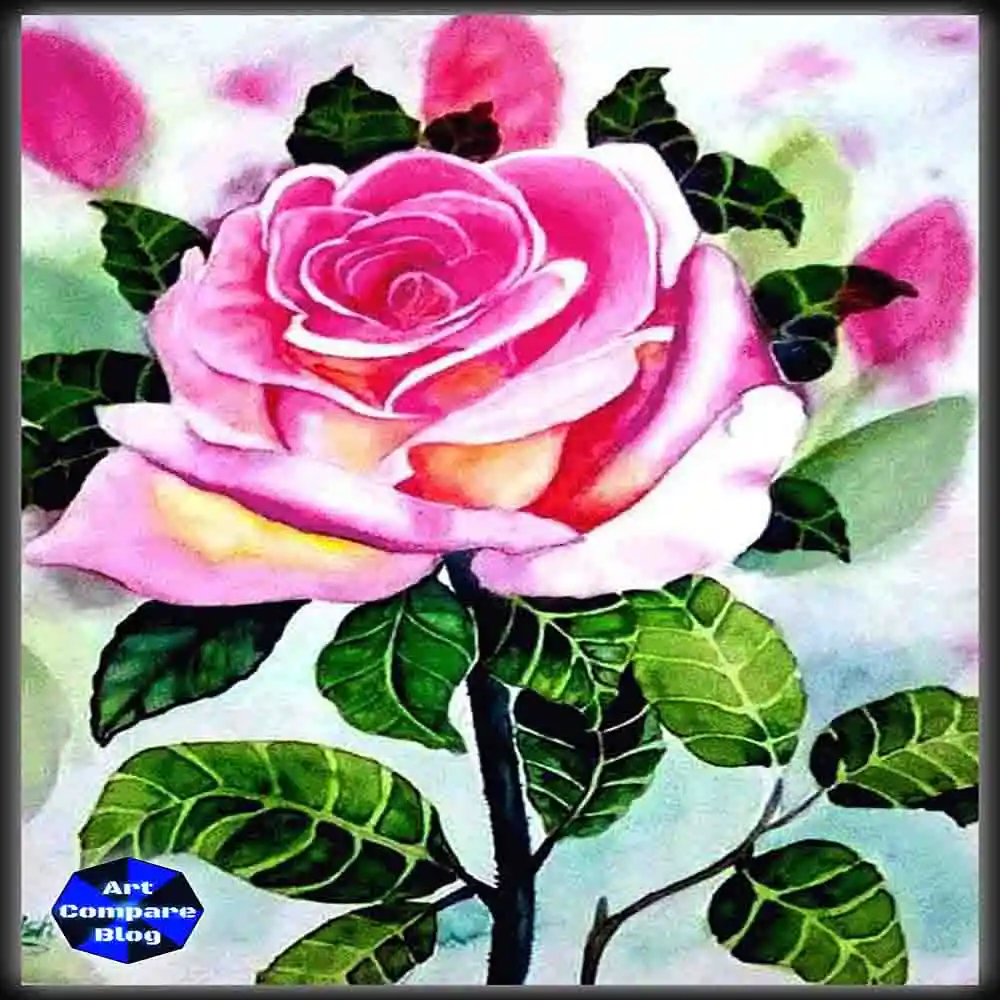 Beautiful Pink Rose Flower Painting-Elegant Floral Artwork