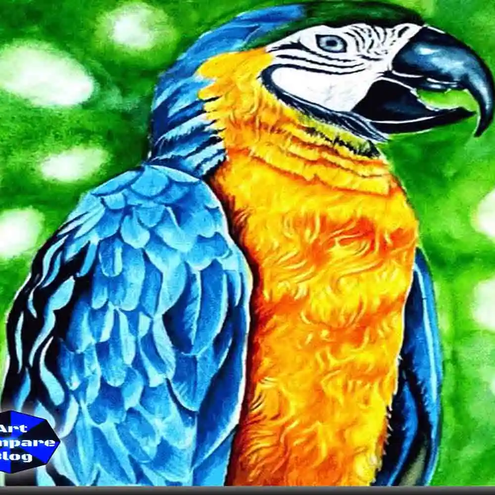 Colorful Parrot Artwork-Blue and Yellow Macaw Painting