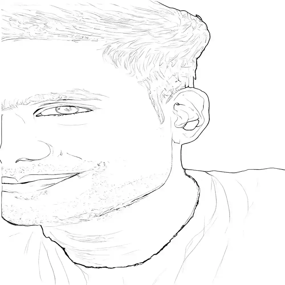 Half Portrait Pencil Sketch-Outline