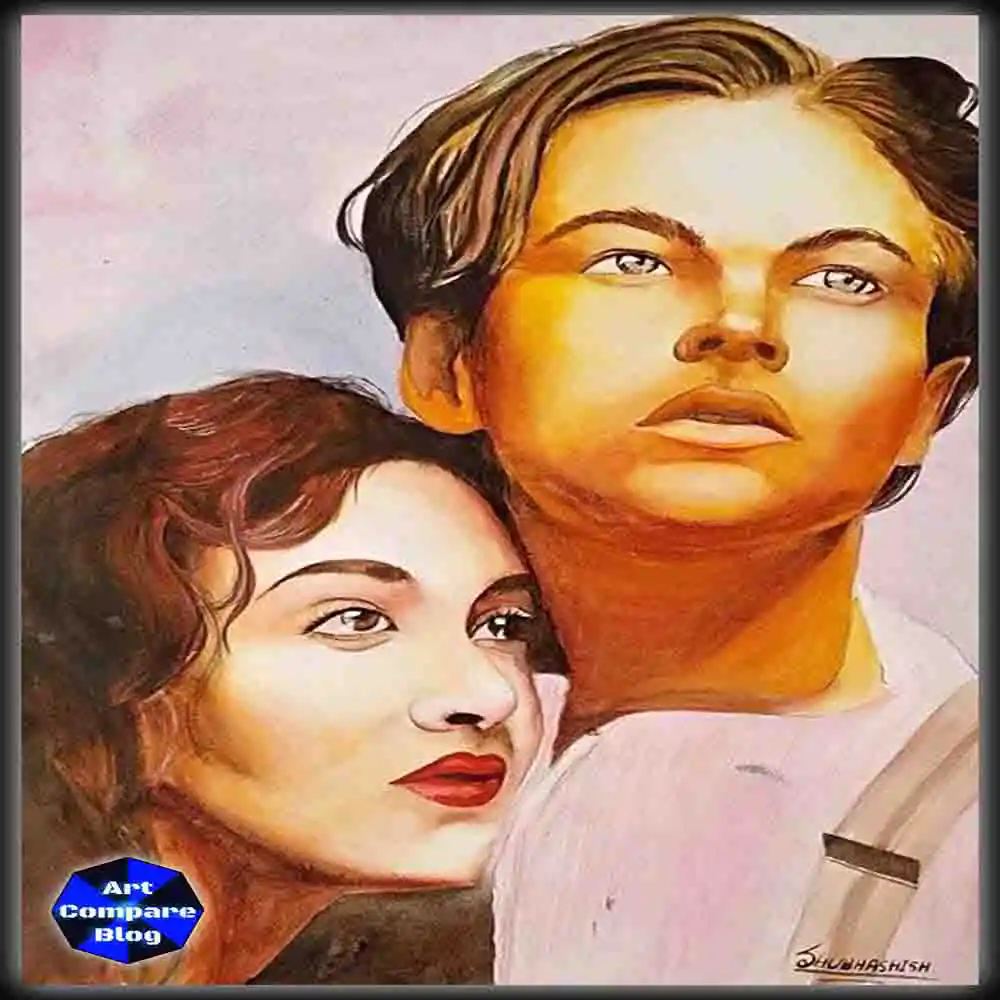Romantic Couple Portrait Painting in Realistic Style