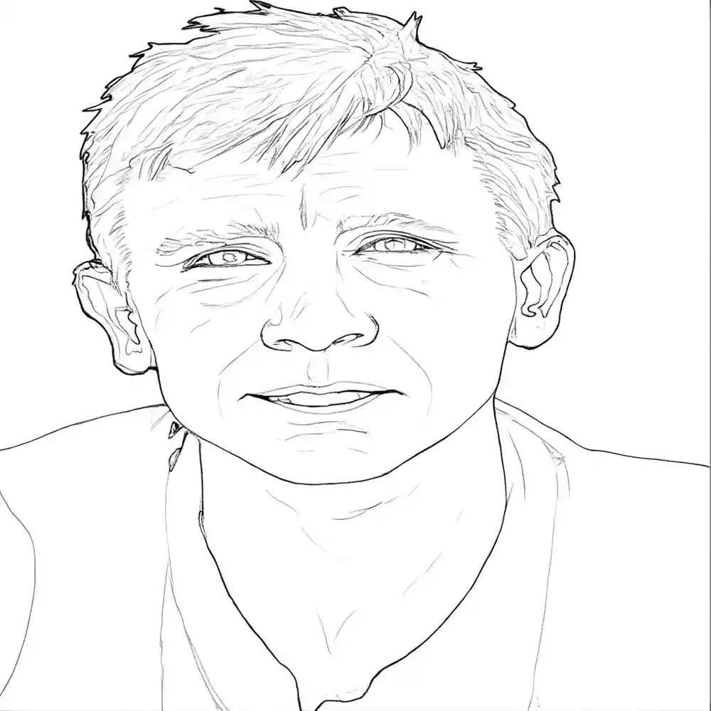 Realistic Male Portrait Sketch-Outline