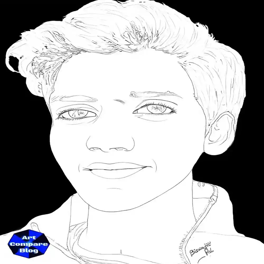 Smiling Young Man Pencil Sketch-Outline