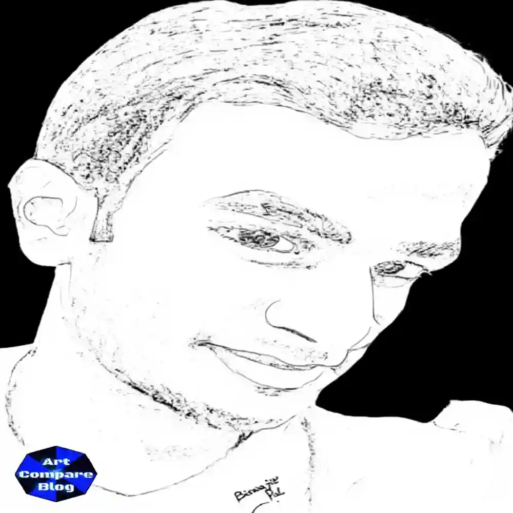 Smiling Young Man Pencil Sketch-Outline