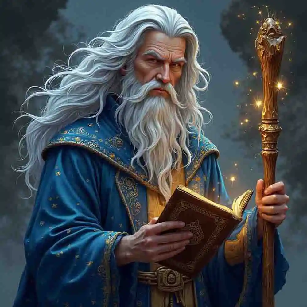 Human Wizard with glowing spellbook-1