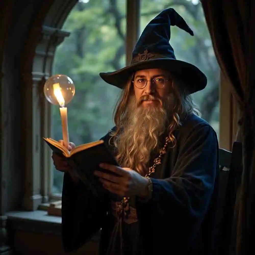 Human Wizard with glowing spellbook-7