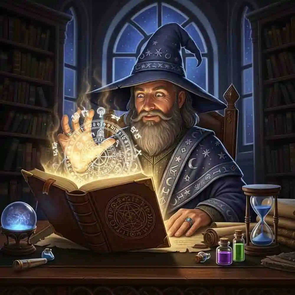 Human Wizard with glowing spellbook-8