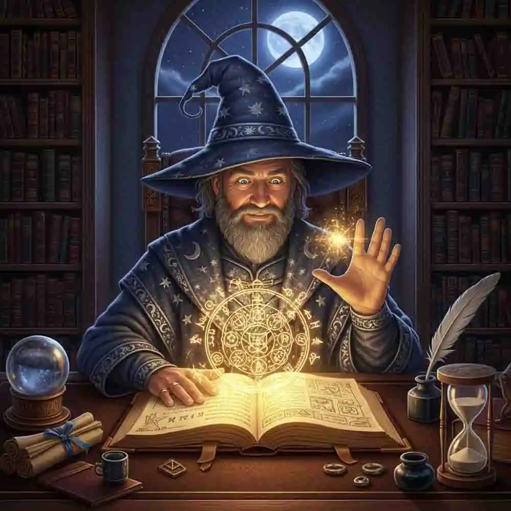 Human Wizard with glowing spellbook-9