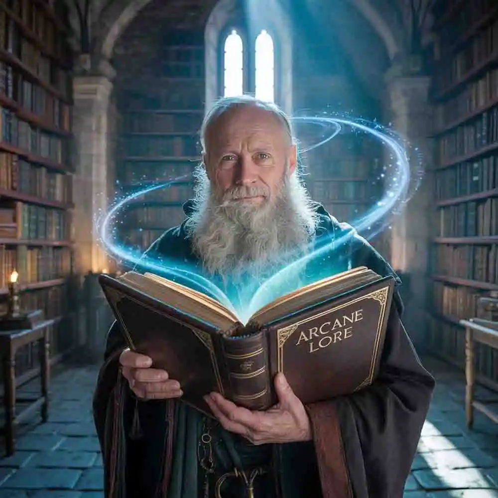 Human Wizard with glowing spellbook-12