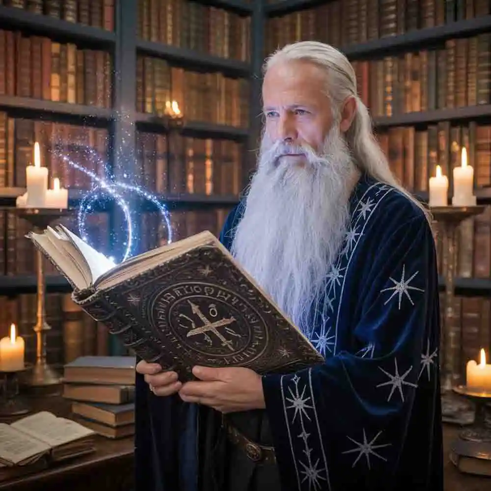 Human Wizard with glowing spellbook-13