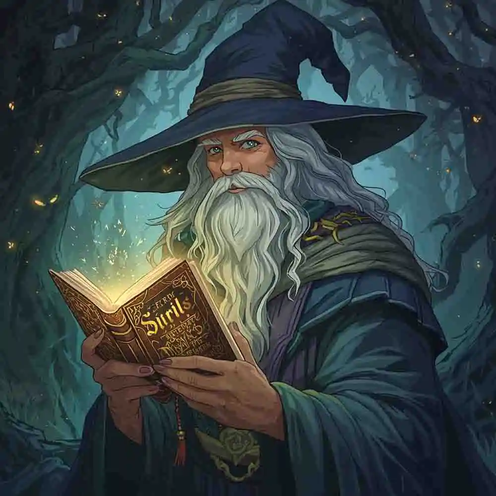Human Wizard with glowing spellbook-17