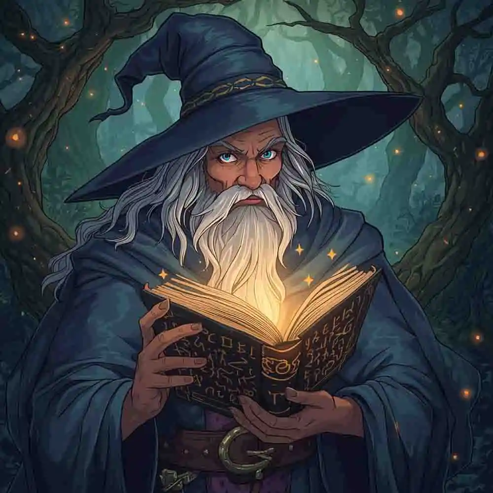 Human Wizard with glowing spellbook-18
