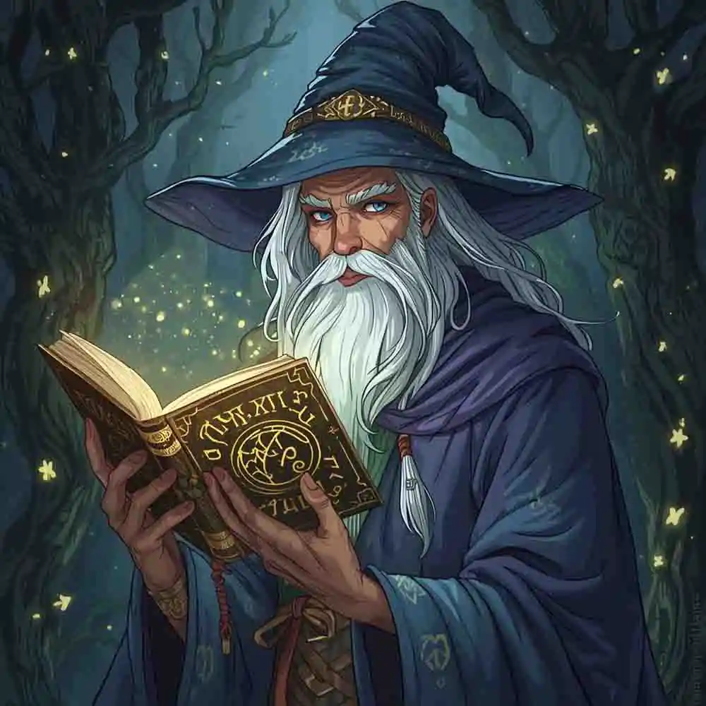 Human Wizard with glowing spellbook-19