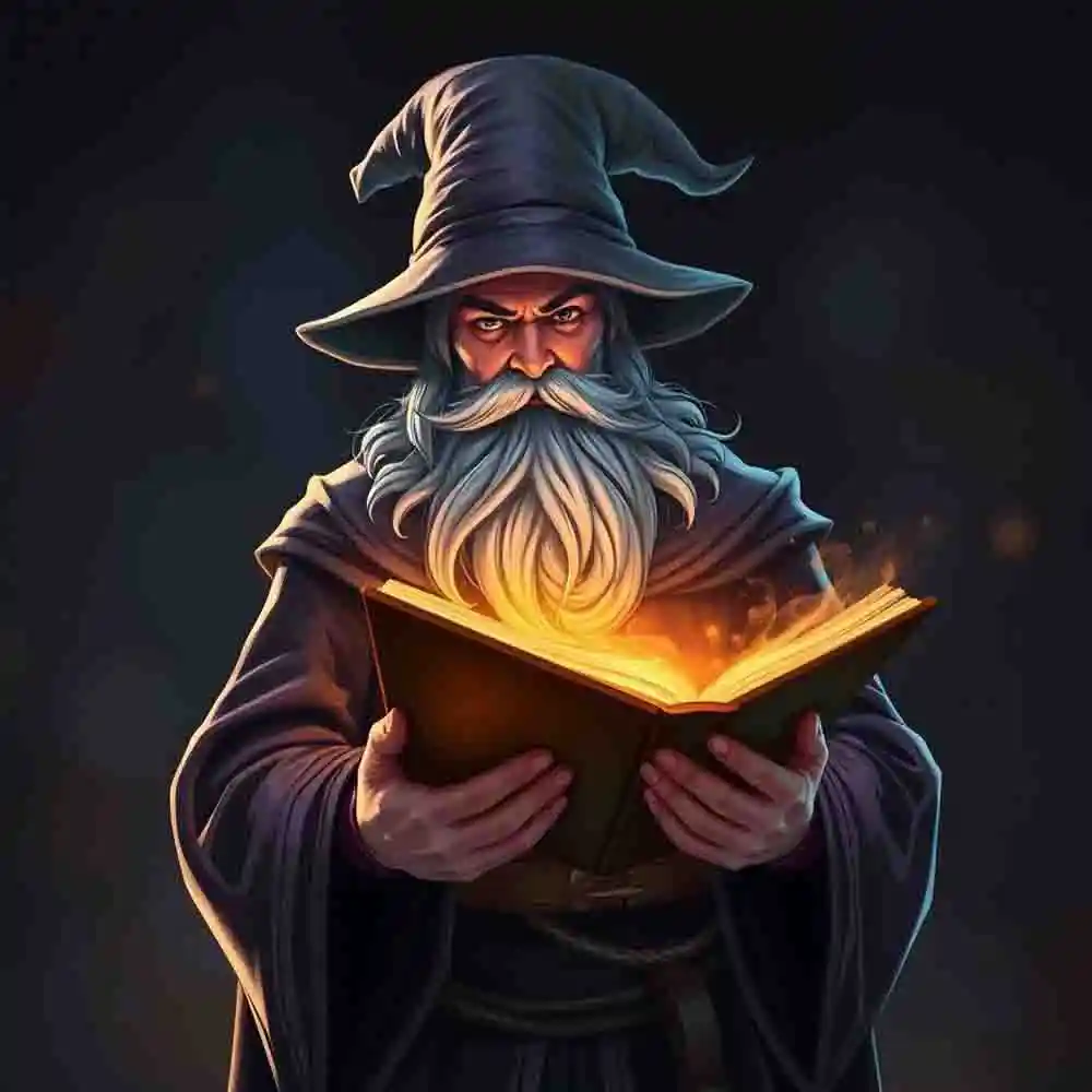 Human Wizard with glowing spellbook-21