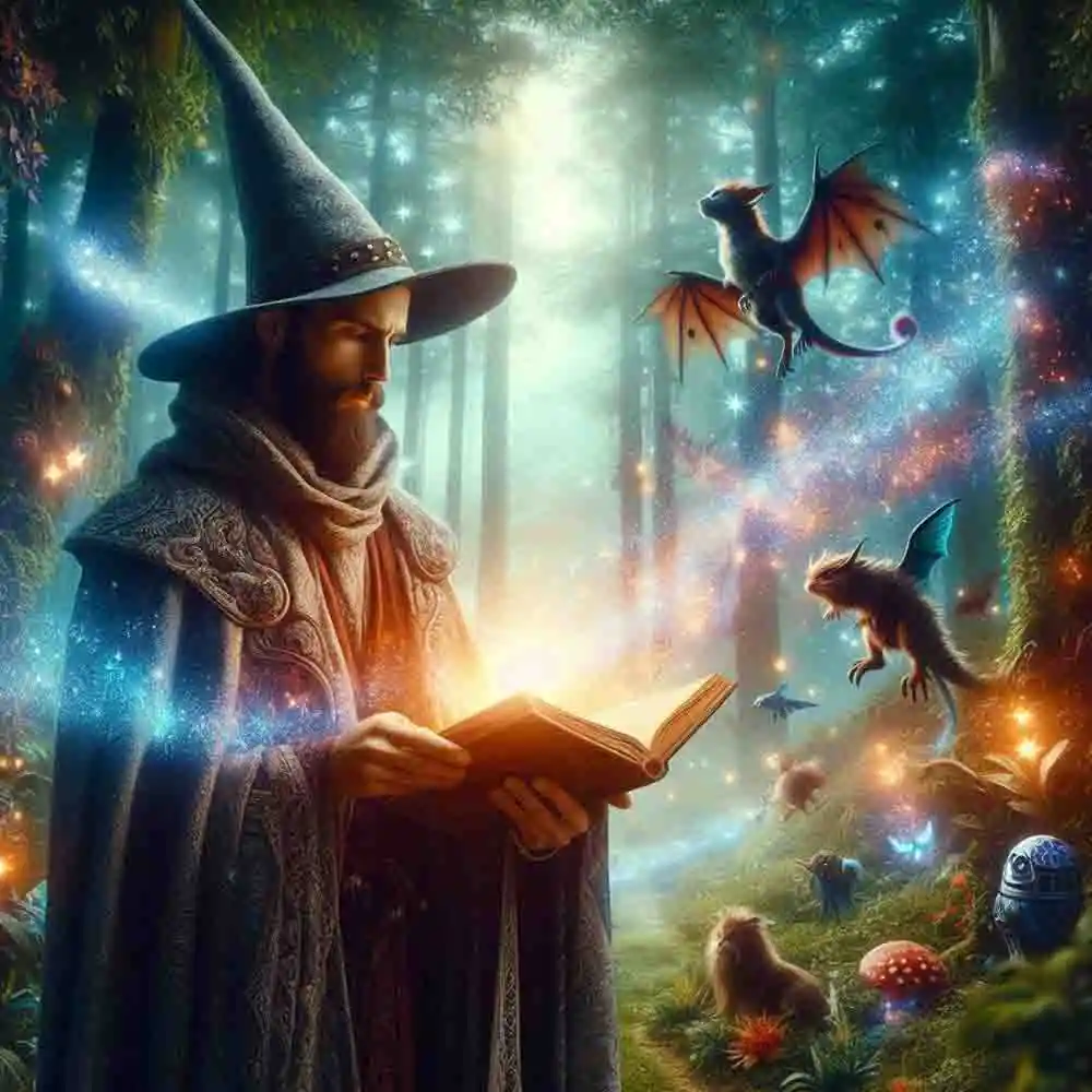 Human Wizard with glowing spellbook-22