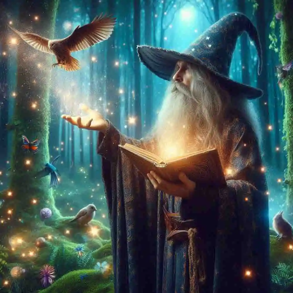 Human Wizard with glowing spellbook-23