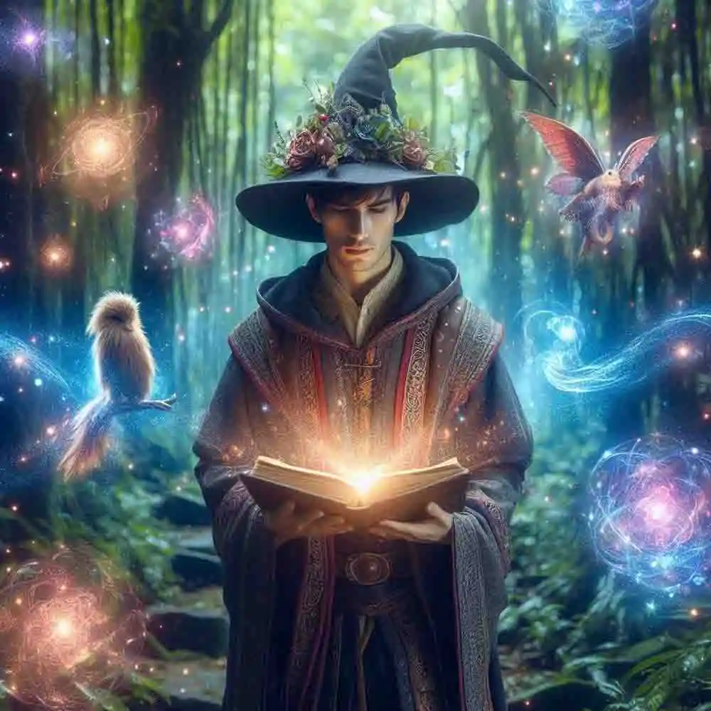 Human Wizard with glowing spellbook-24