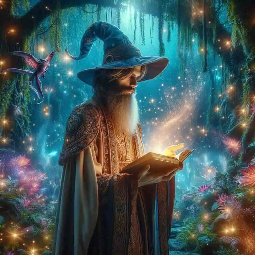 Human Wizard with glowing spellbook-25