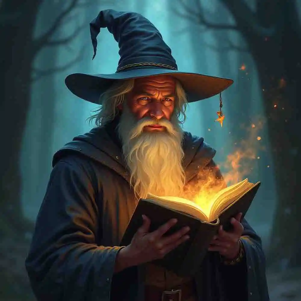 Human Wizard with glowing spellbook-26
