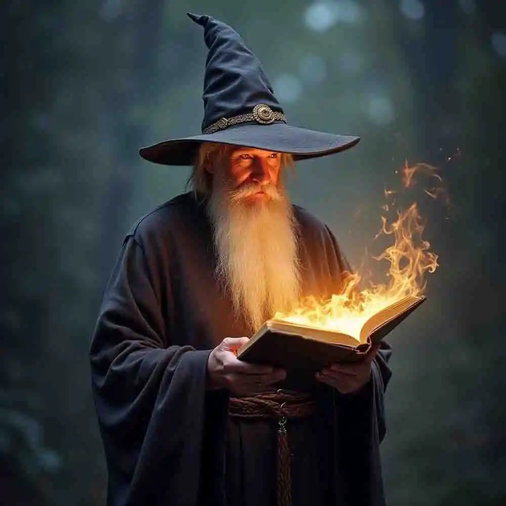 Human Wizard with glowing spellbook-27