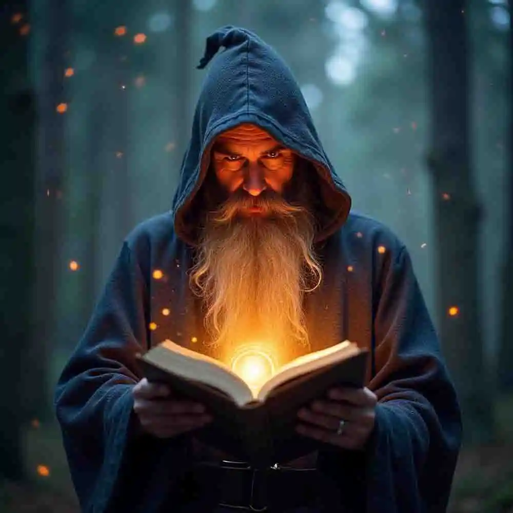 Human Wizard with glowing spellbook-28