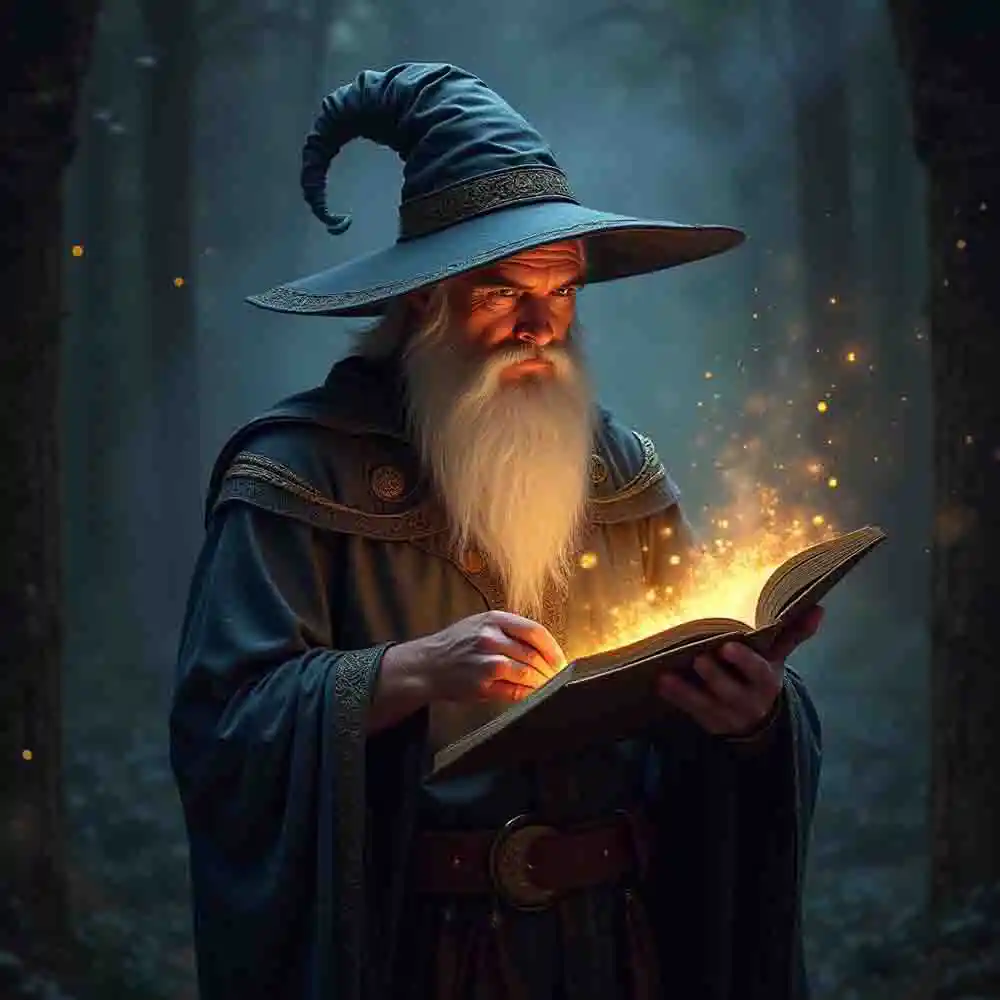 Human Wizard with glowing spellbook-29
