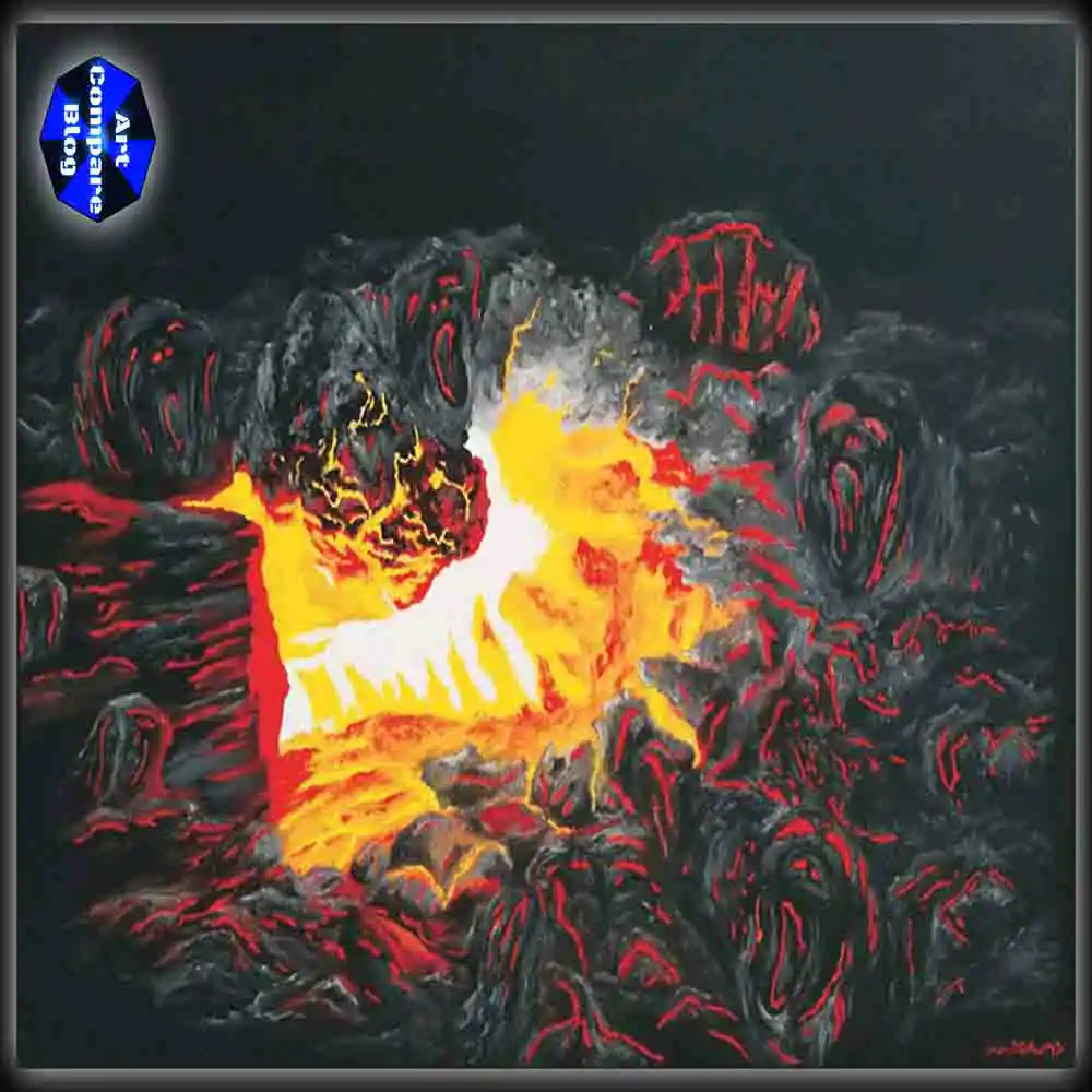 Abstract Fire and Lava Painting-Fiery Dark Energy Artwork