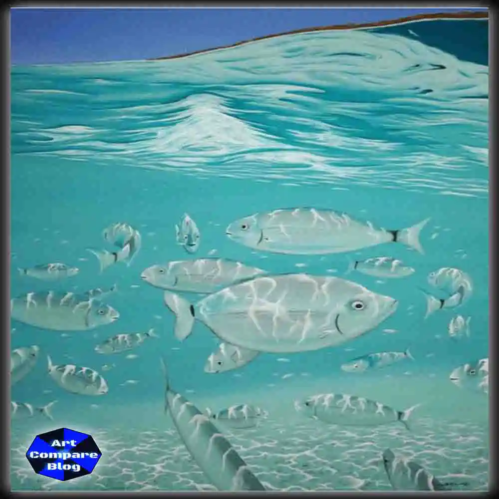 Underwater Painting of Fish School
