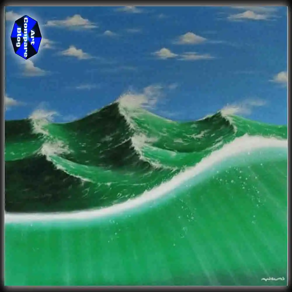 Green Ocean Wave Art Painting