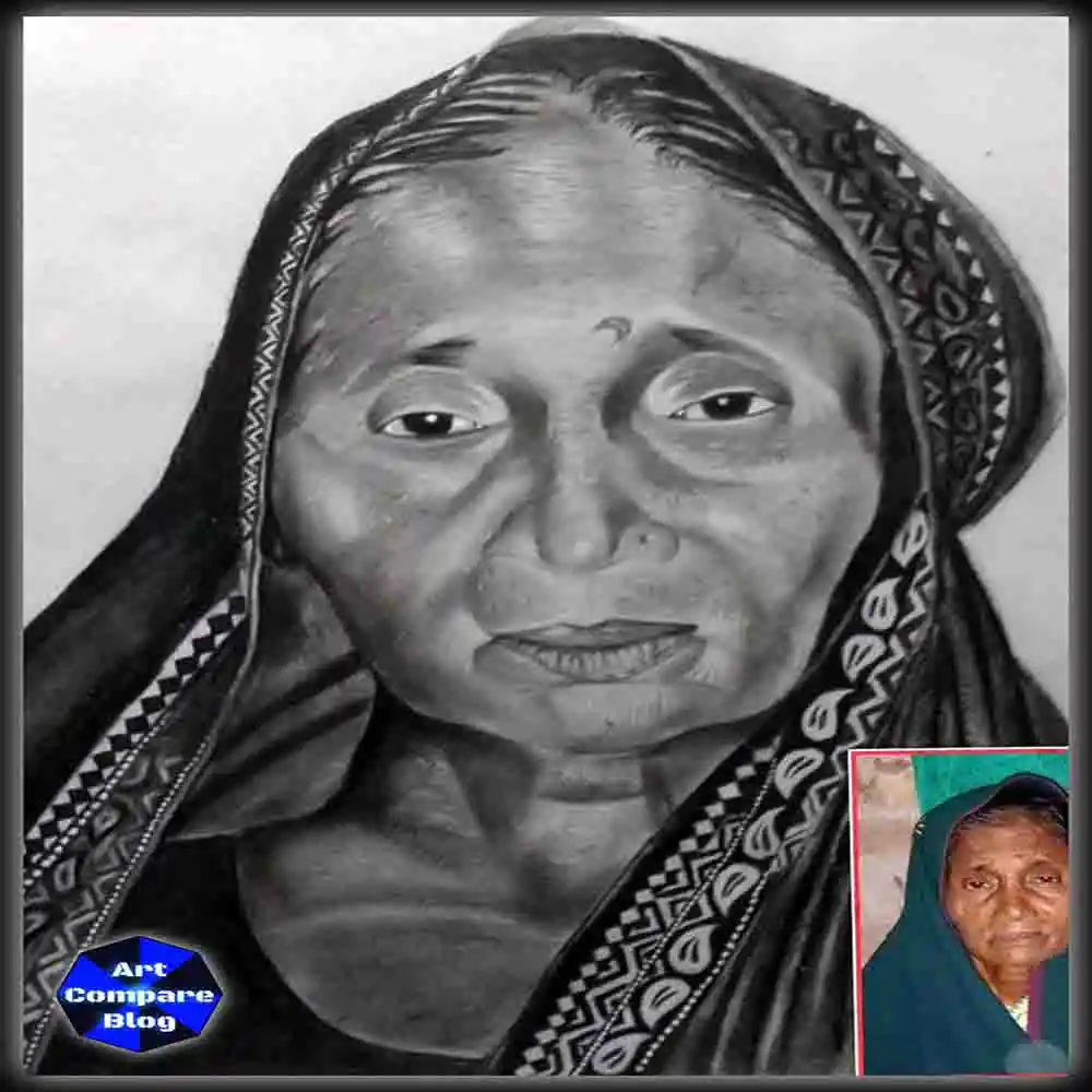 Realistic Pencil Portrait of Elderly Woman