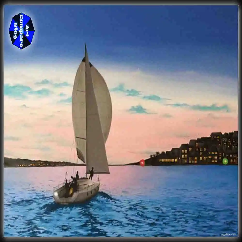 Sailing Boat at Sunset Horizon