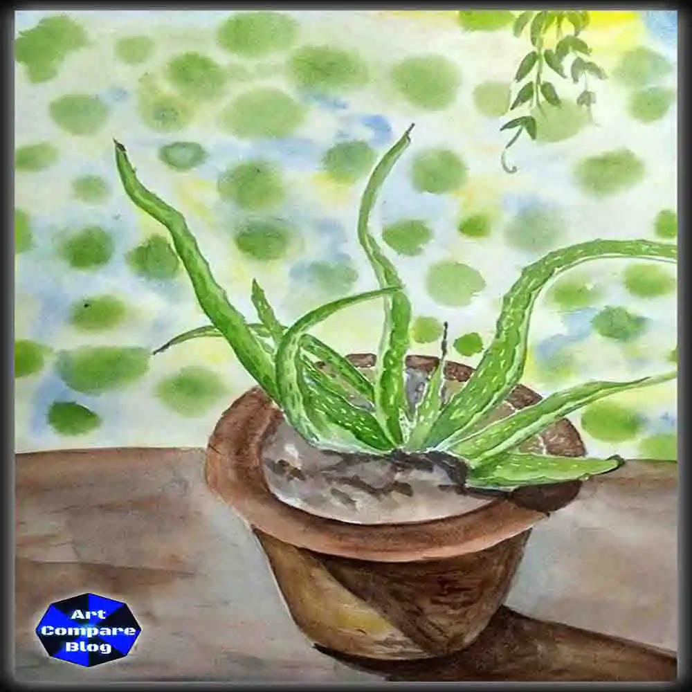 Beautiful Water Lily Painting with Green Lotus Leaves