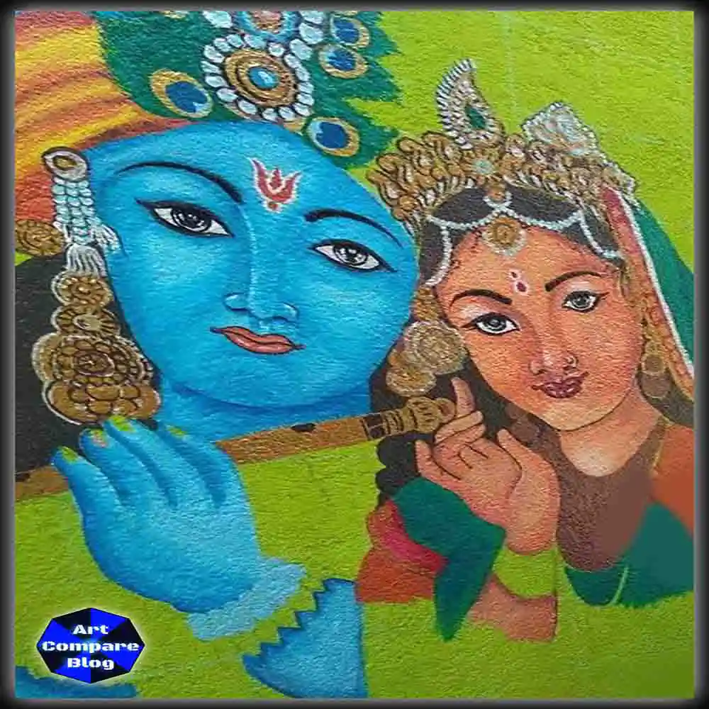 Colorful Wall Painting of Radha Krishna