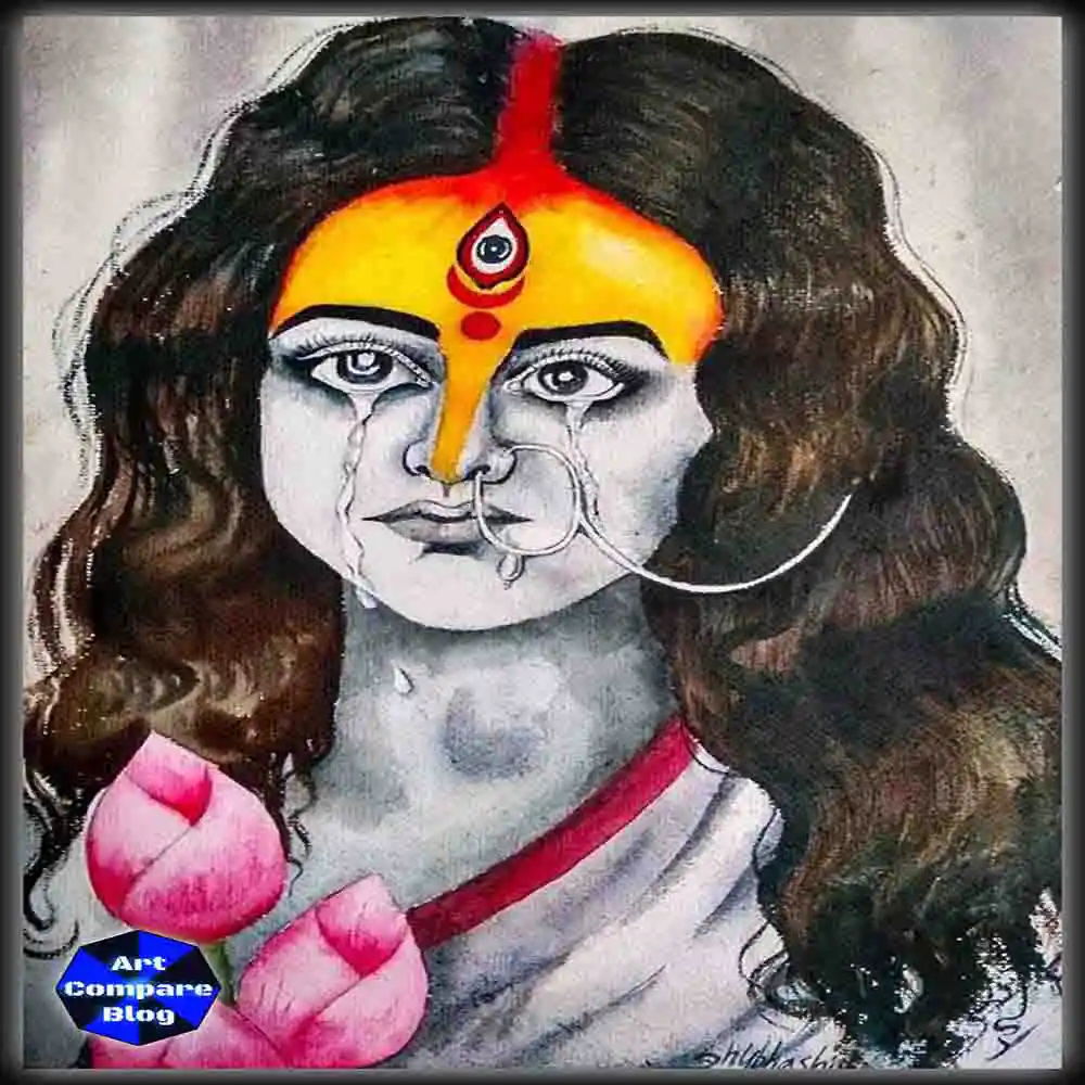 Emotional Painting of Goddess Durga with Tears